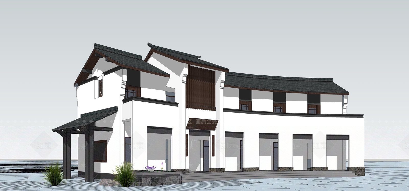 新中式小公建SU模型下载【ID:1177359638】