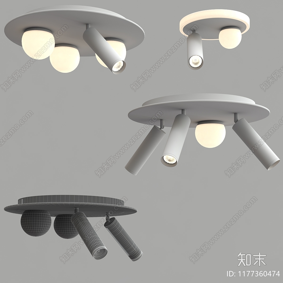 吸顶灯3D模型下载【ID:1177360474】