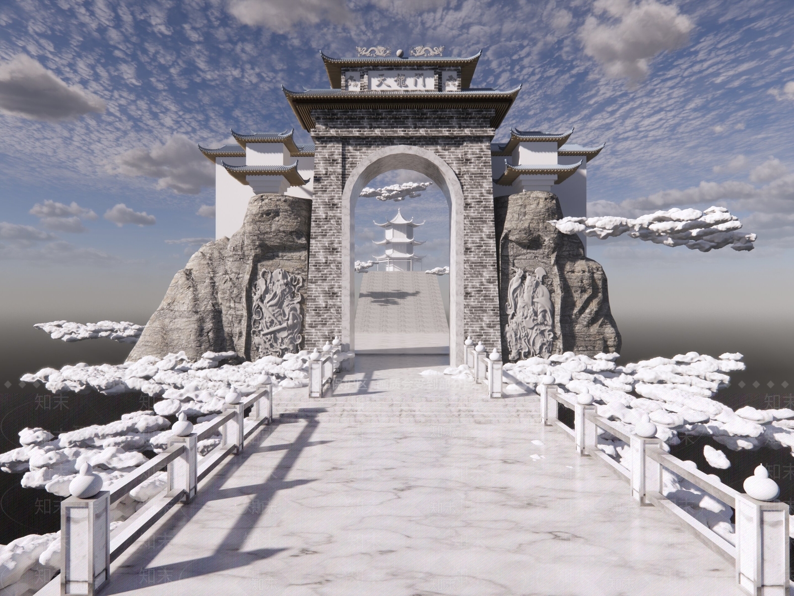 中式塔楼SU模型下载【ID:1177361943】