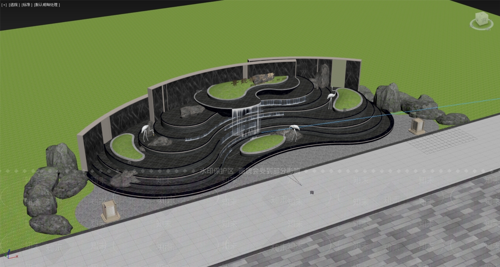 现代假山水景3D模型下载【ID:1177362143】