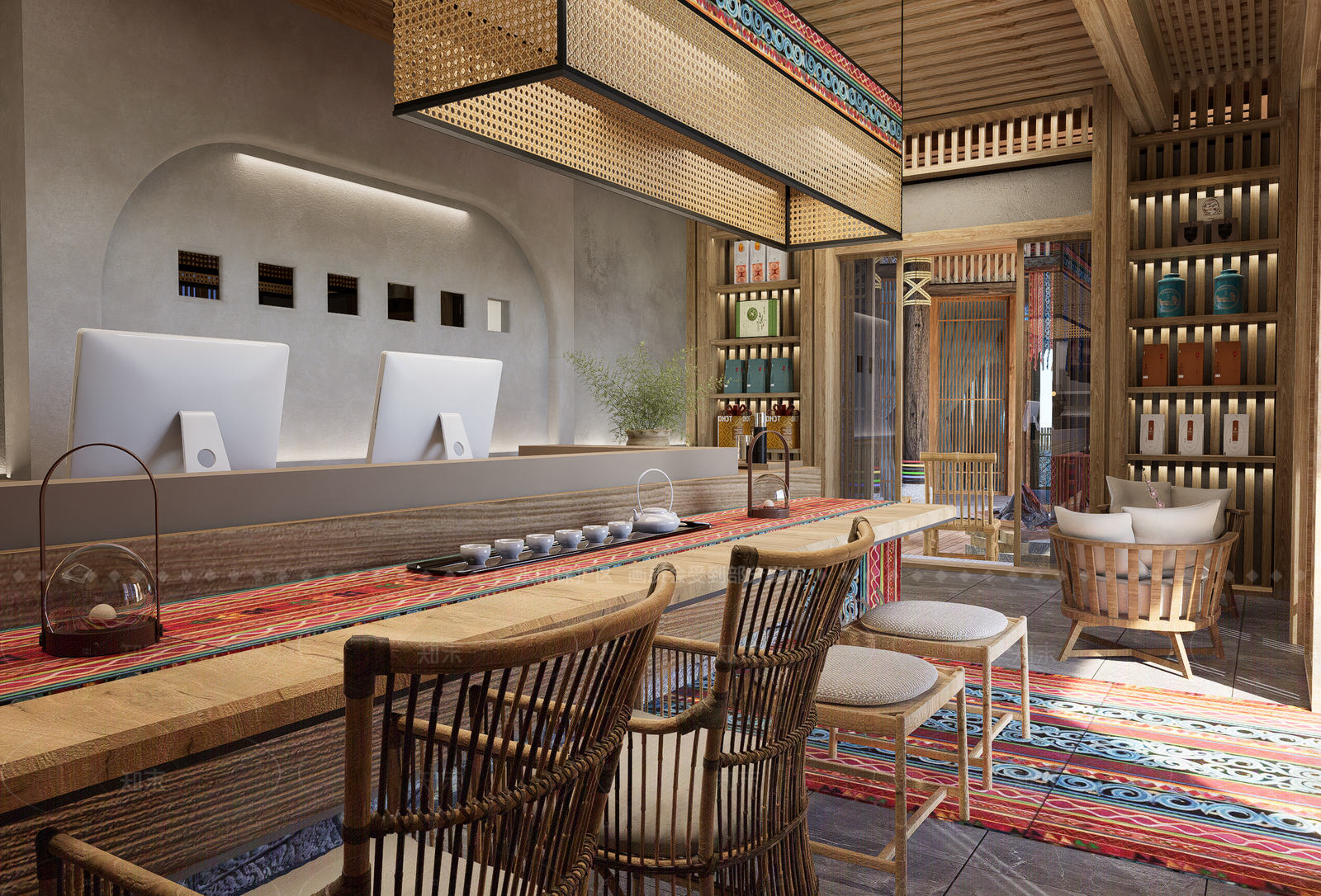 新中式侘寂酒店建筑SU模型下载【ID:1177367337】