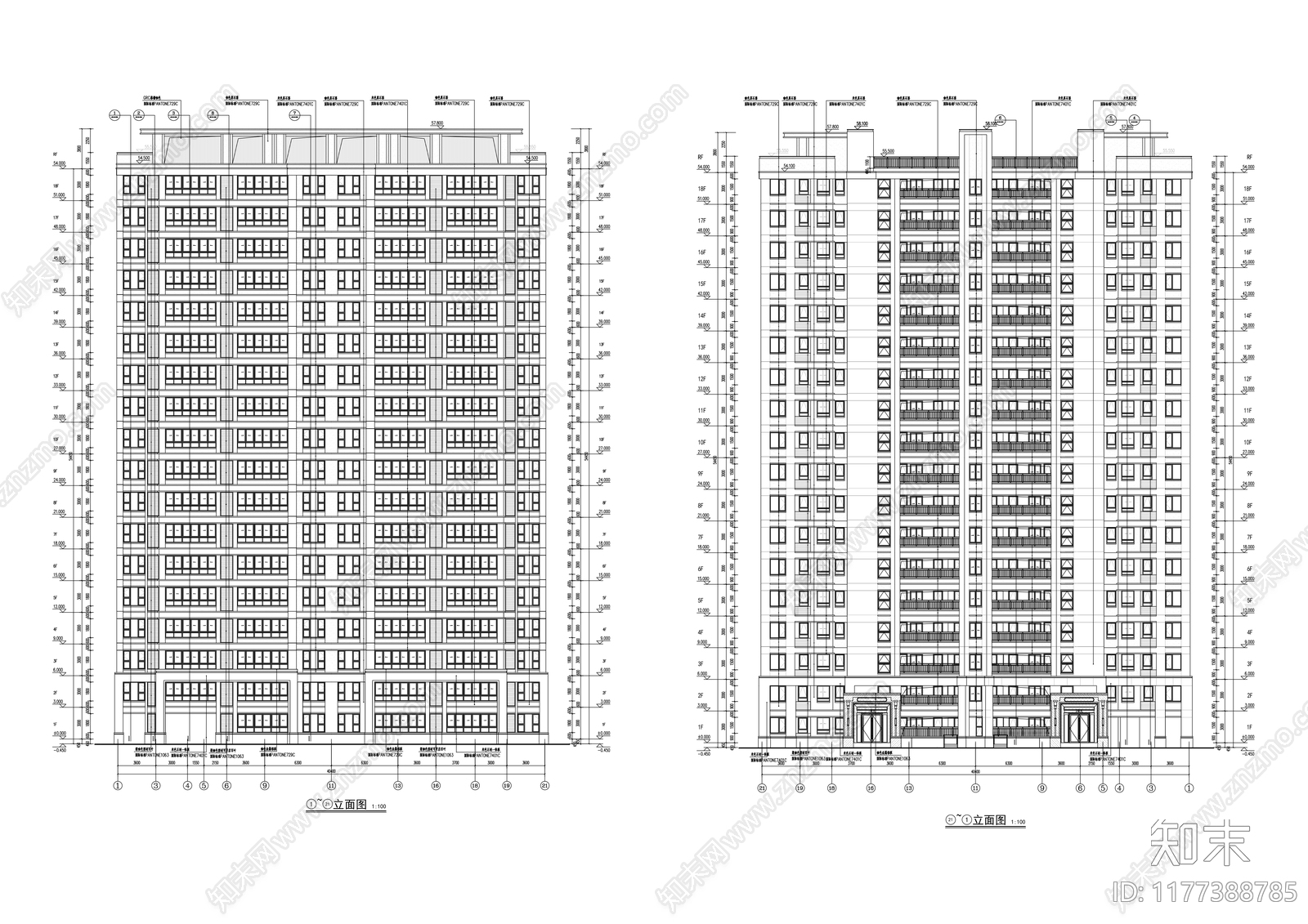 现代住宅楼建筑cad施工图下载【ID:1177388785】