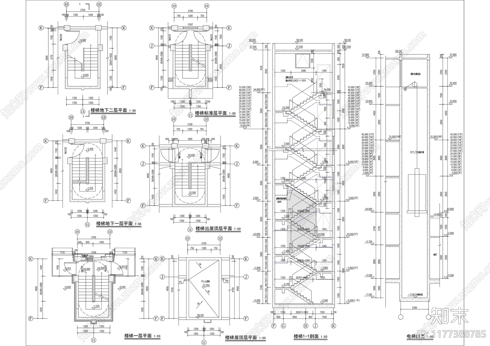 现代住宅楼建筑cad施工图下载【ID:1177388785】