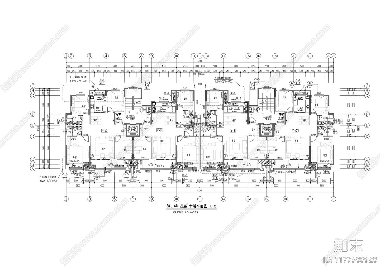 新中式住宅楼建筑施工图下载【ID:1177388928】