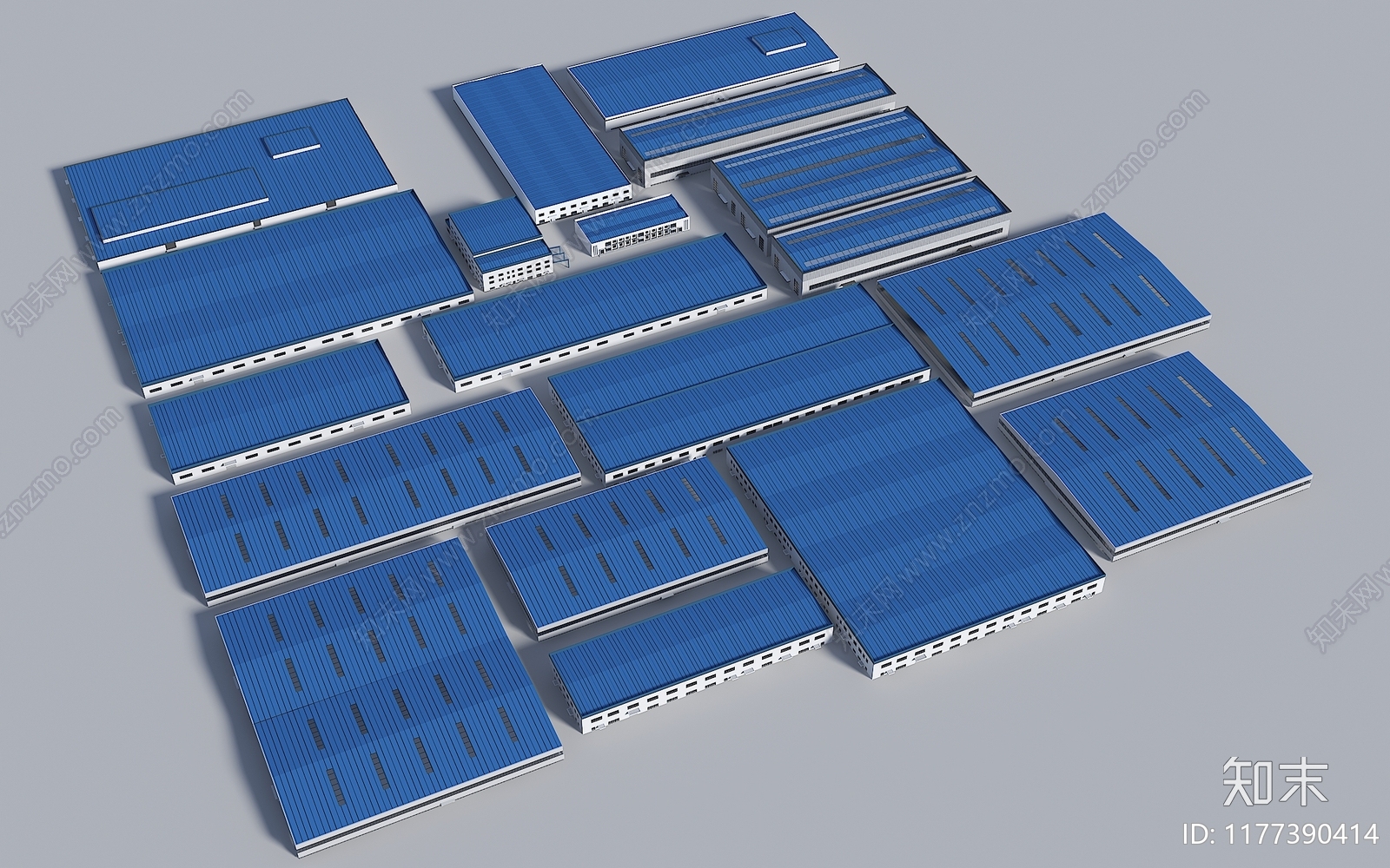 现代工业厂房3D模型下载【ID:1177390414】