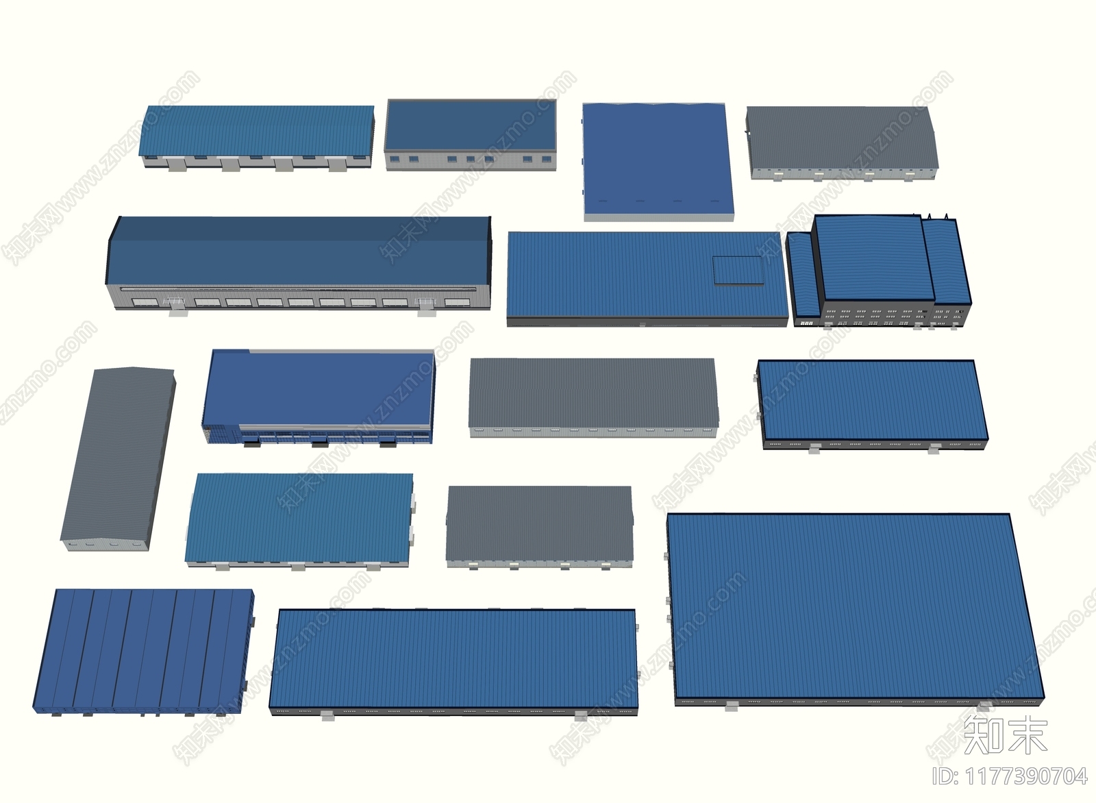 现代工业厂房SU模型下载【ID:1177390704】
