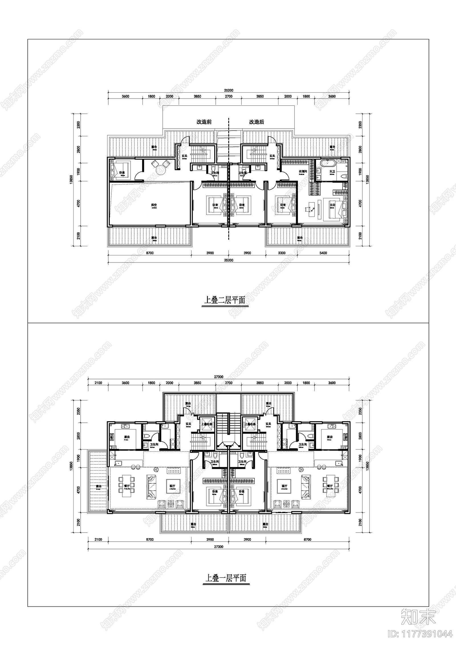 现代新中式别墅建筑施工图下载【ID:1177391044】