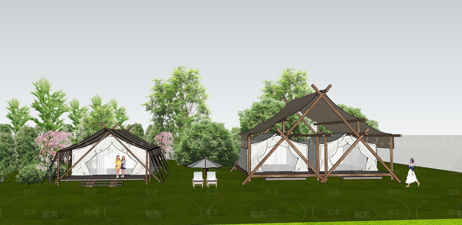酒店建筑SU模型下载【ID:1177393907】