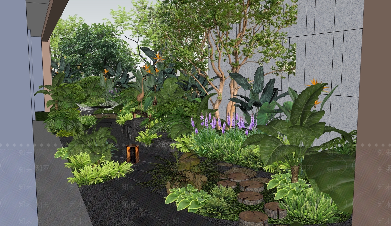 现代小区景观SU模型下载【ID:1177399474】