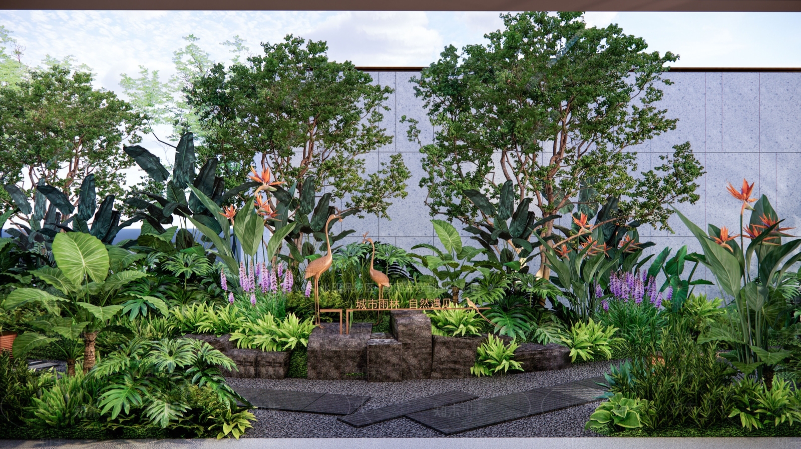 现代小区景观SU模型下载【ID:1177399474】