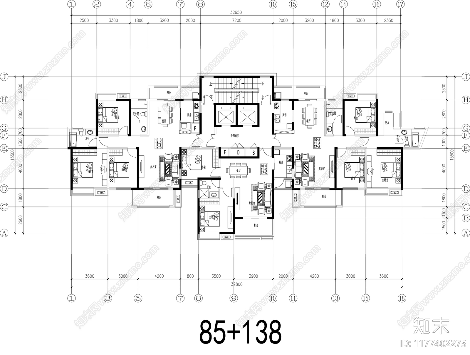 现代住宅楼建筑cad施工图下载【ID:1177402275】