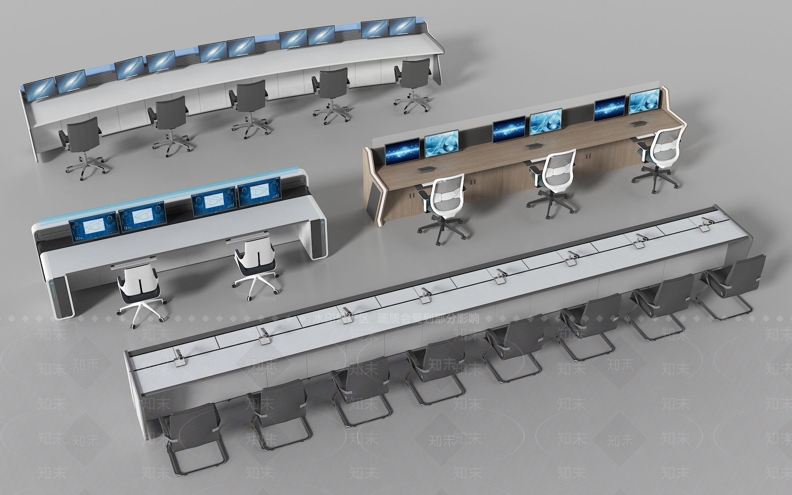 现代办公桌椅3D模型下载【ID:1177403297】