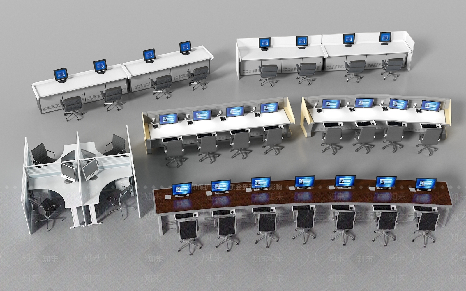 现代办公桌椅3D模型下载【ID:1177403413】