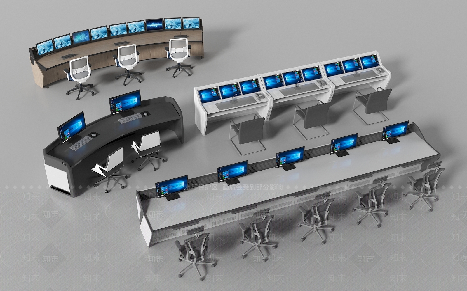 现代办公桌椅3D模型下载【ID:1177403419】