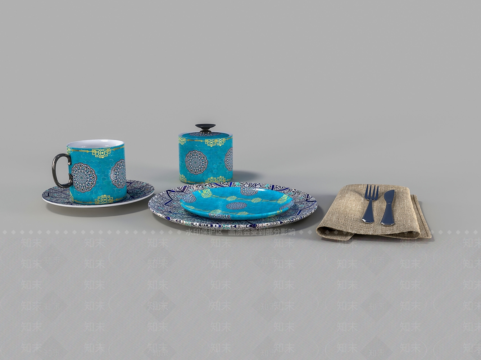 欧式古典欧式餐具组合3D模型下载【ID:1177407431】