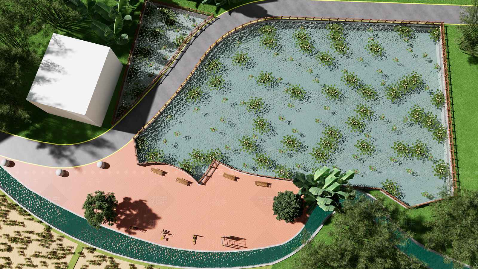 现代滨水景观SU模型下载【ID:1177408043】