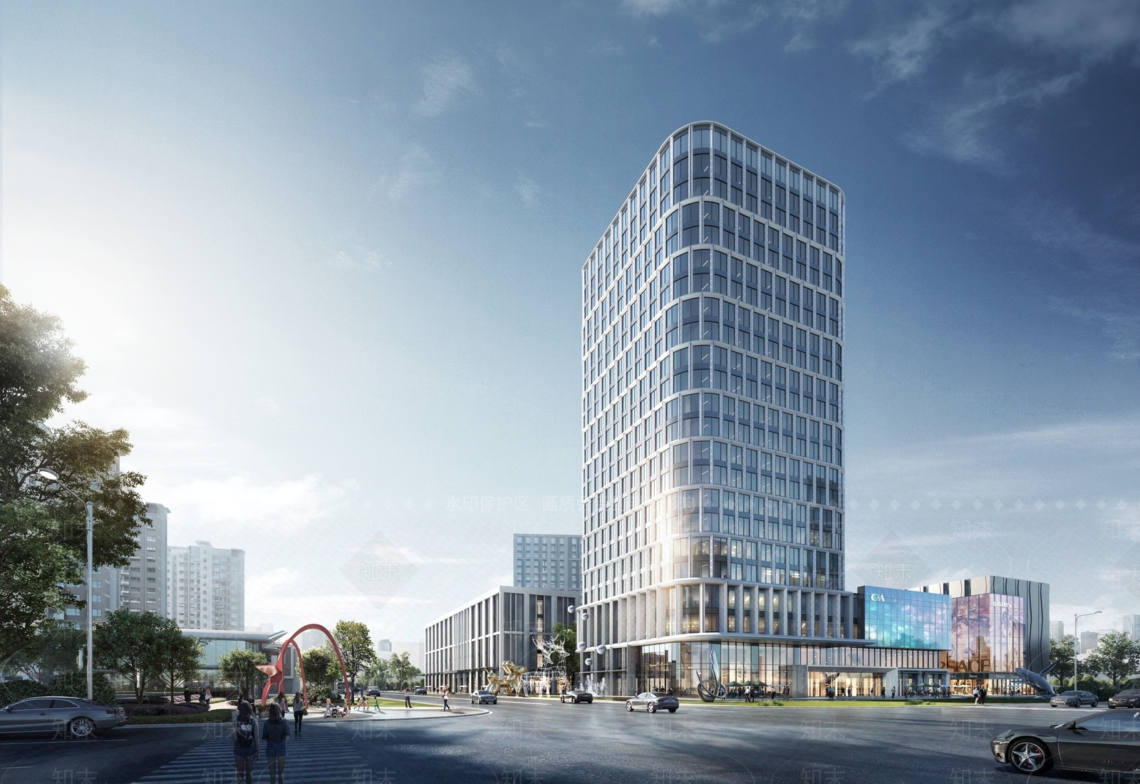 现代酒店建筑SU模型下载【ID:1177408914】