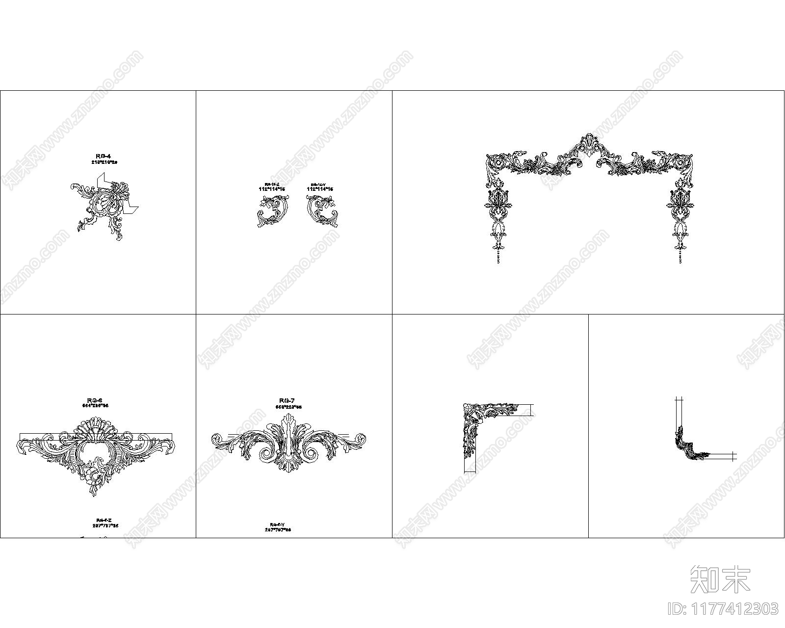 法式中古家具节点详图cad施工图下载【ID:1177412303】