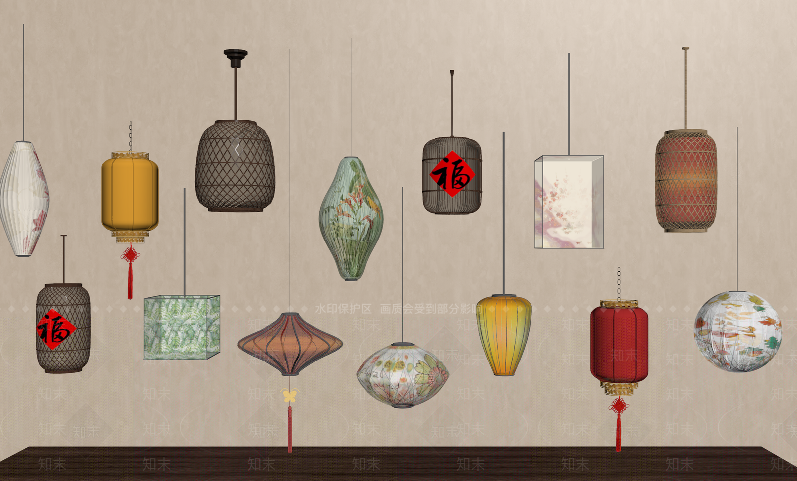 新中式灯笼SU模型下载【ID:1177425721】