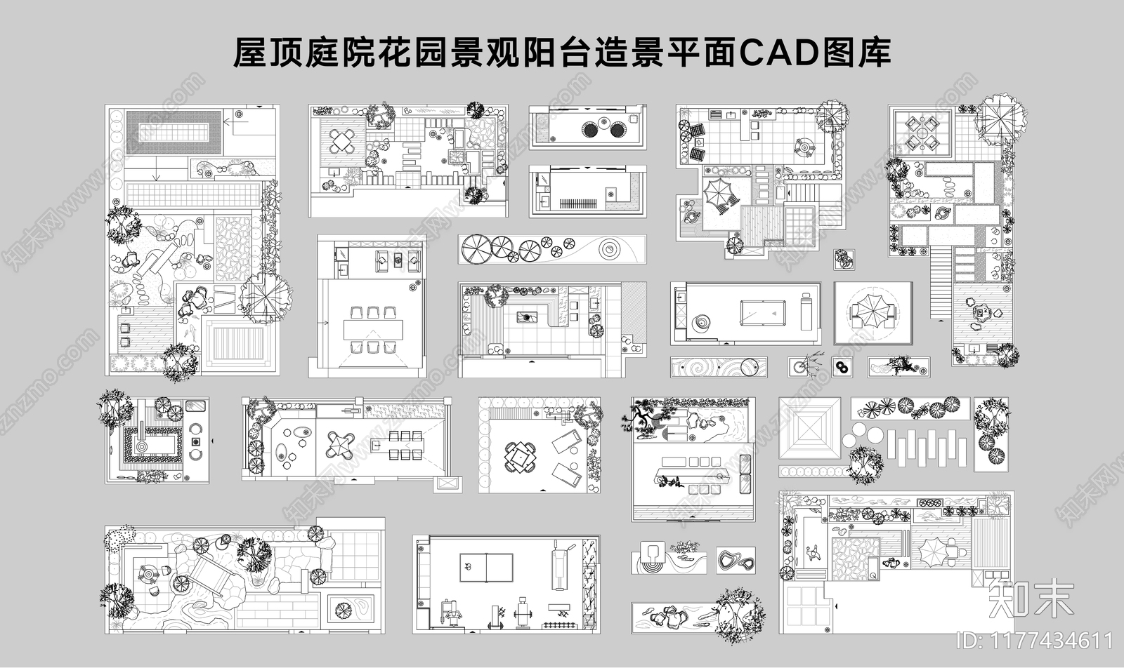 现代屋顶花园施工图下载【ID:1177434611】