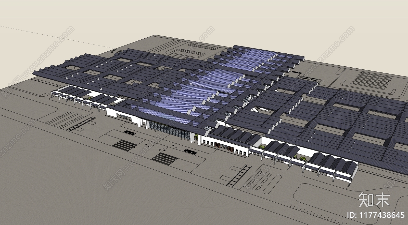 中式火车站SU模型下载【ID:1177438645】