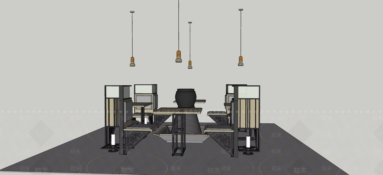 工业餐桌椅SU模型下载【ID:1177450089】