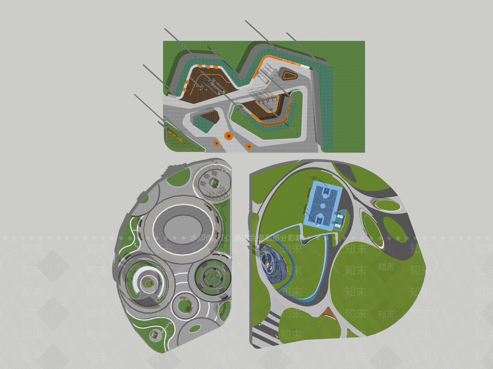 现代景观公园SU模型下载【ID:1177451203】