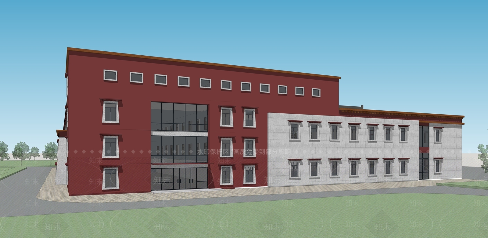 现代医院建筑SU模型下载【ID:1177453837】