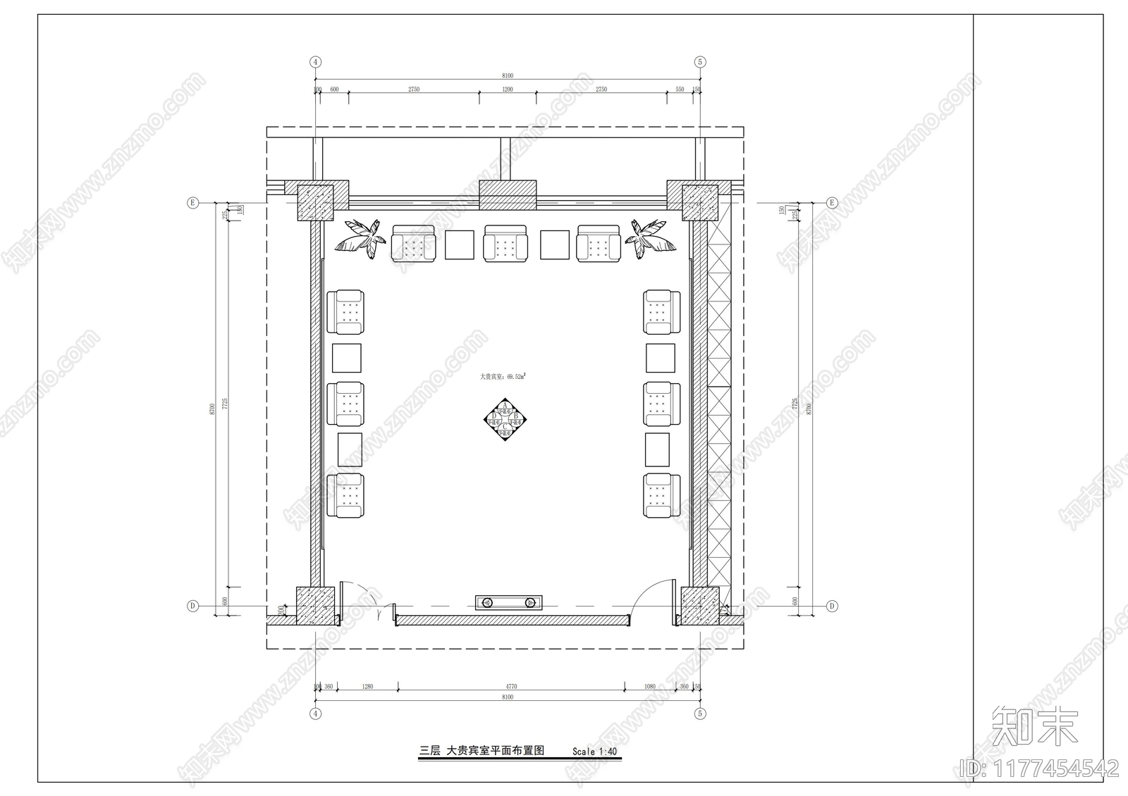 现代休息室cad施工图下载【ID:1177454542】