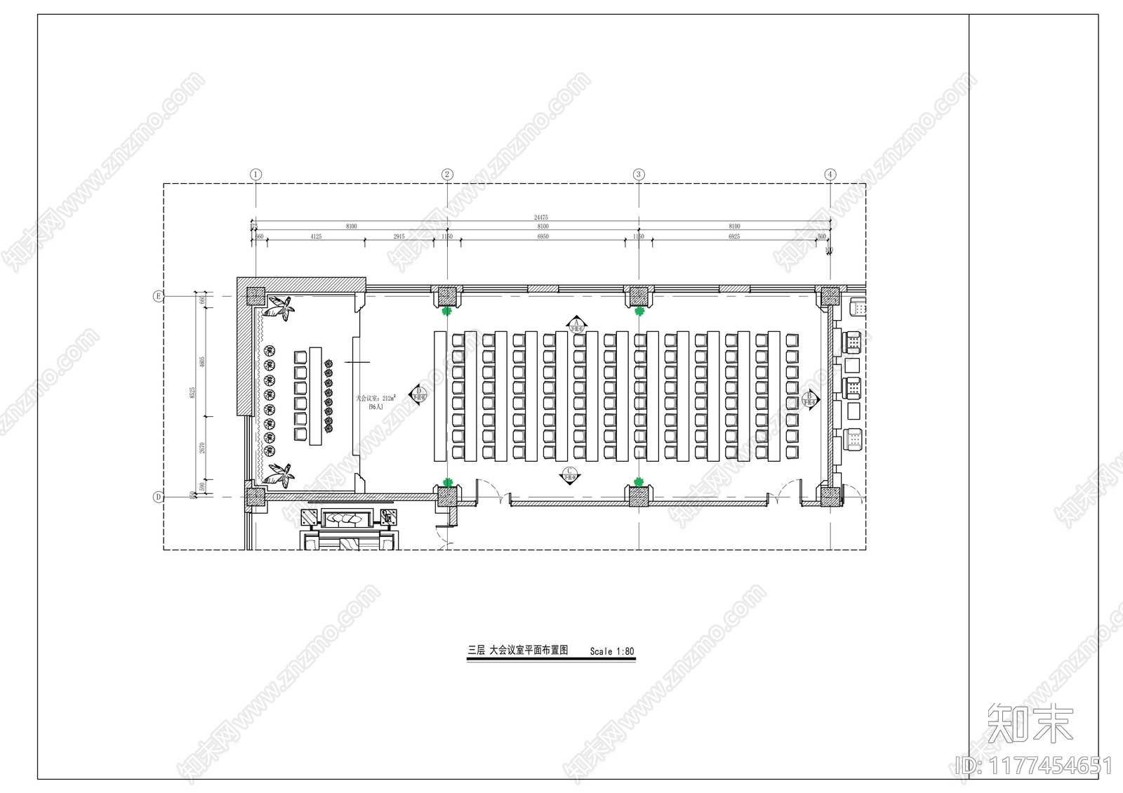 现代会议室cad施工图下载【ID:1177454651】