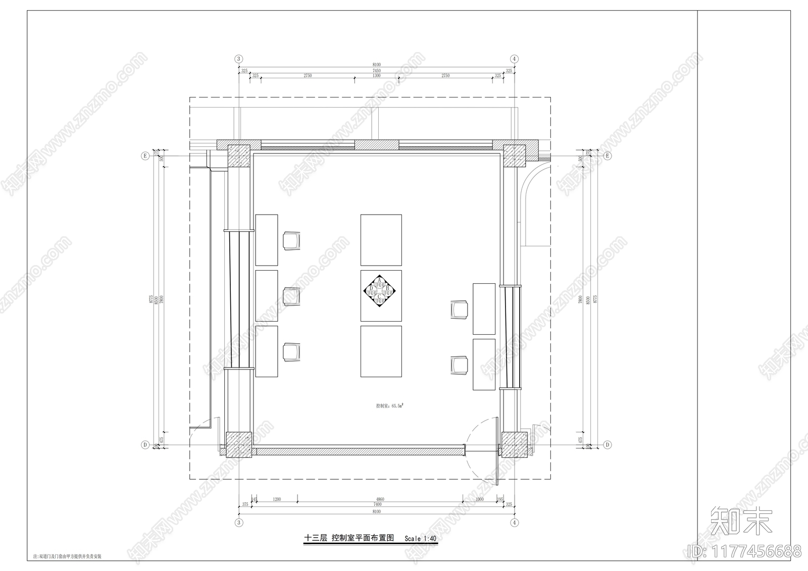 现代独立办公室cad施工图下载【ID:1177456688】