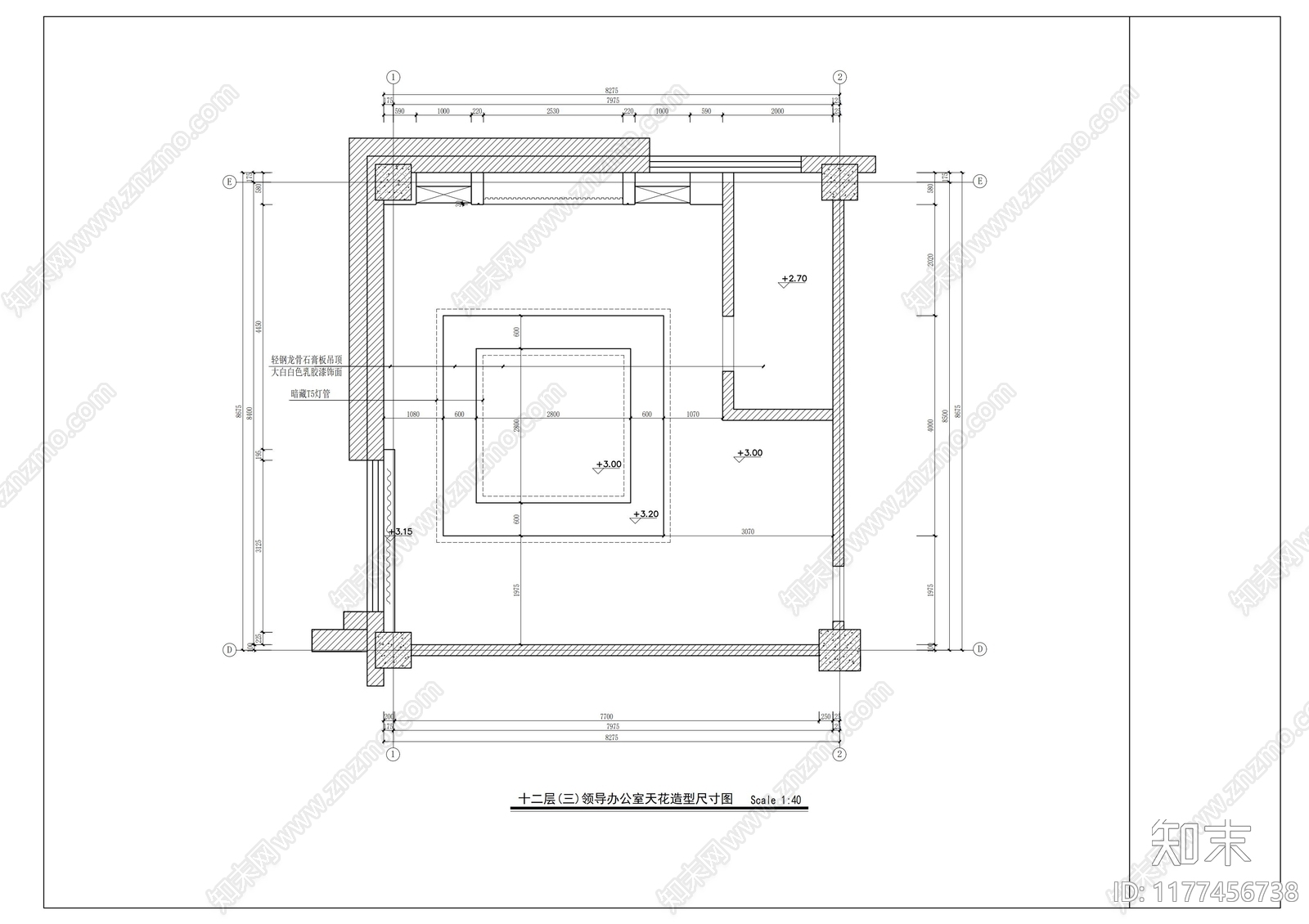 现代独立办公室cad施工图下载【ID:1177456738】