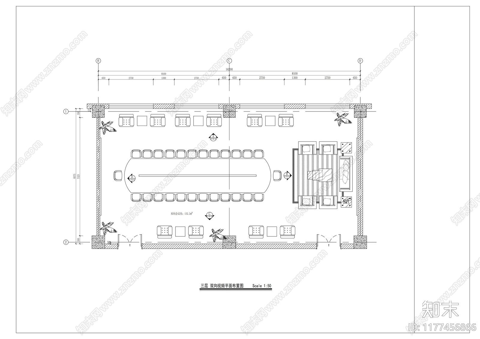 现代会议室cad施工图下载【ID:1177456866】