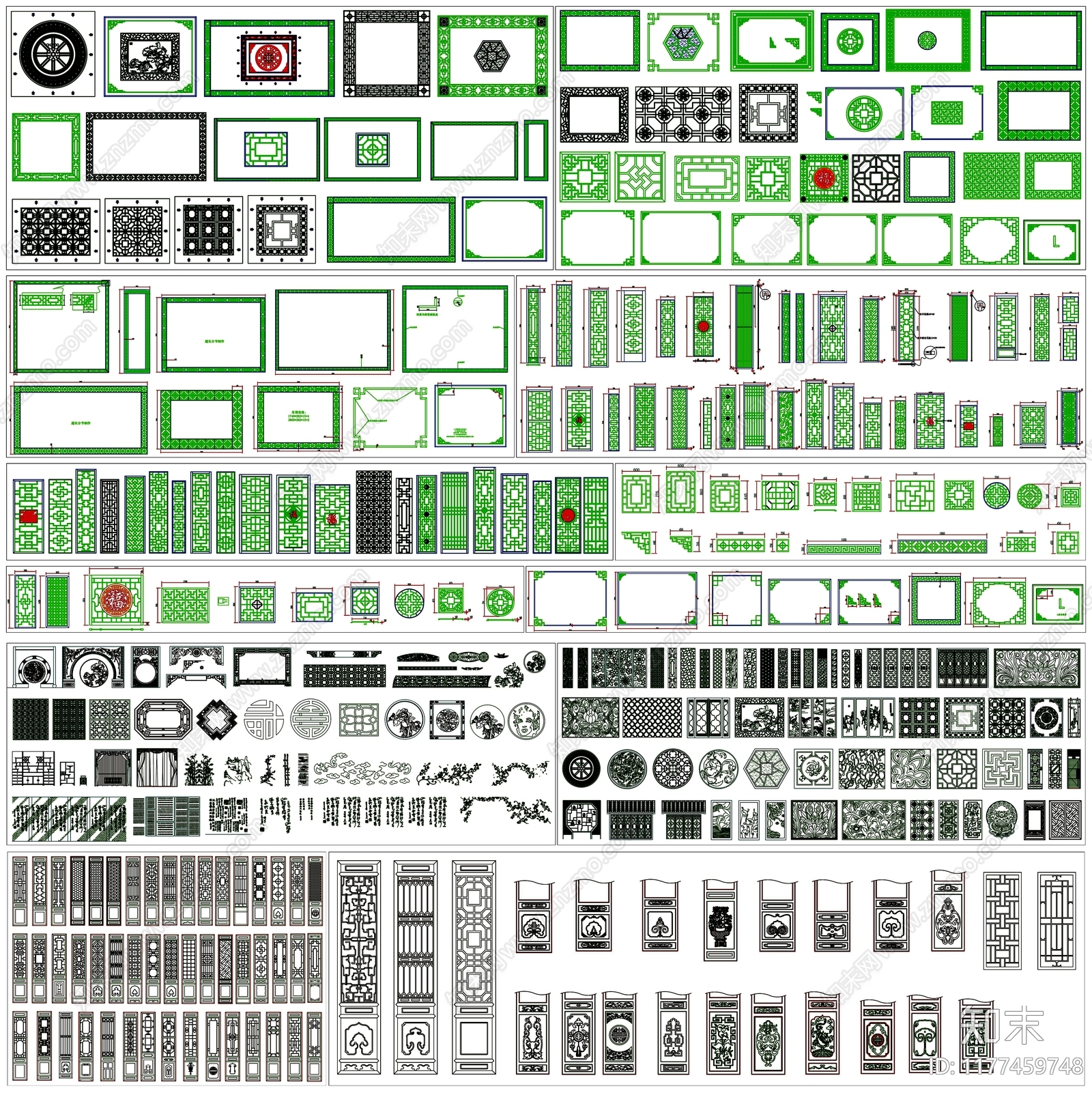 中式线条施工图下载【ID:1177459748】
