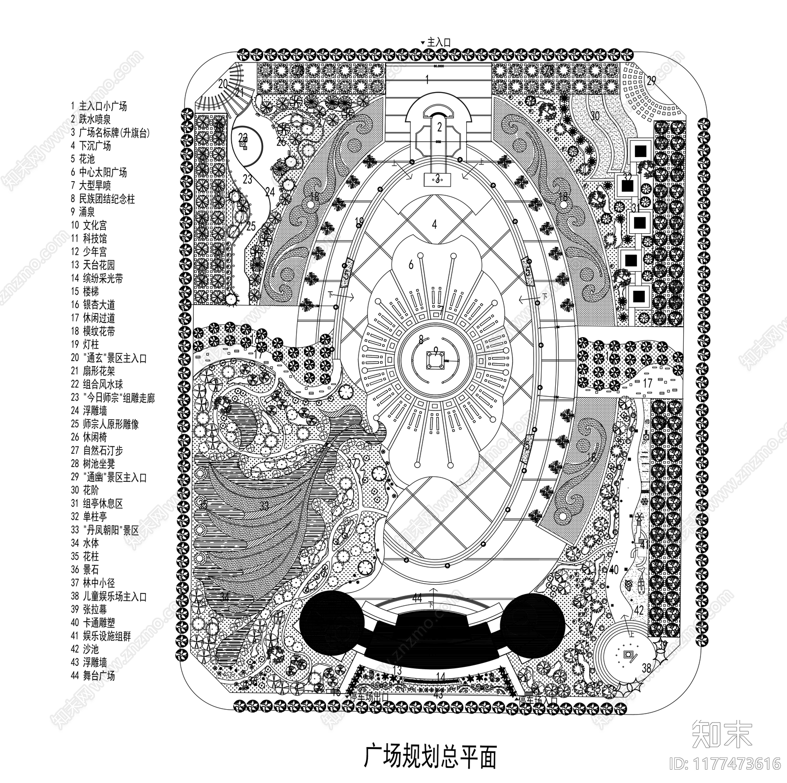 景观平面图cad施工图下载【ID:1177473616】