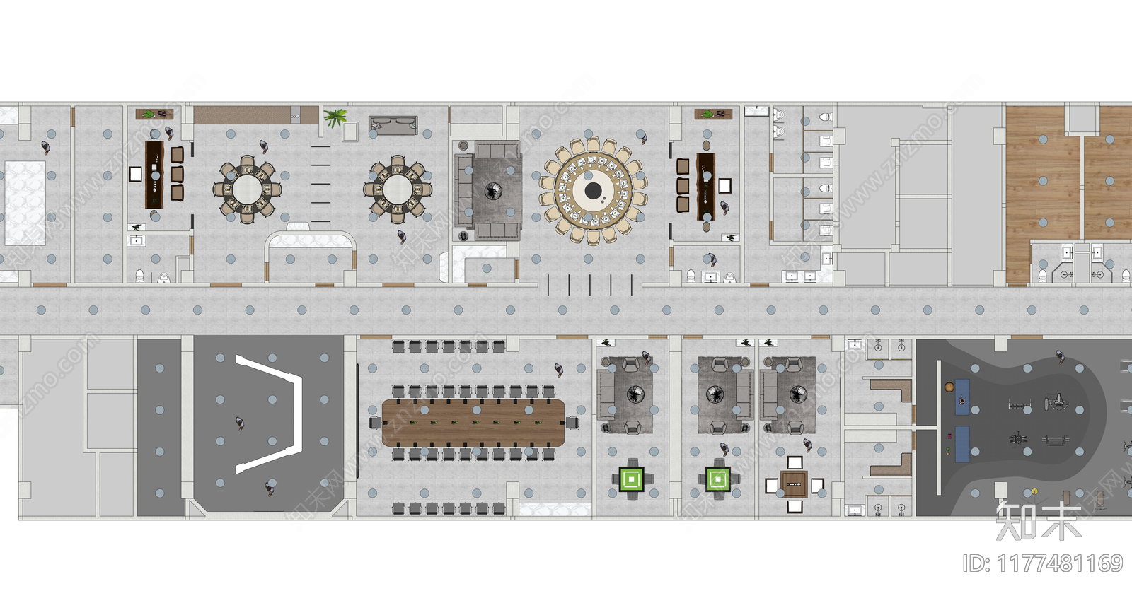 现代简约整体办公空间cad施工图下载【ID:1177481169】