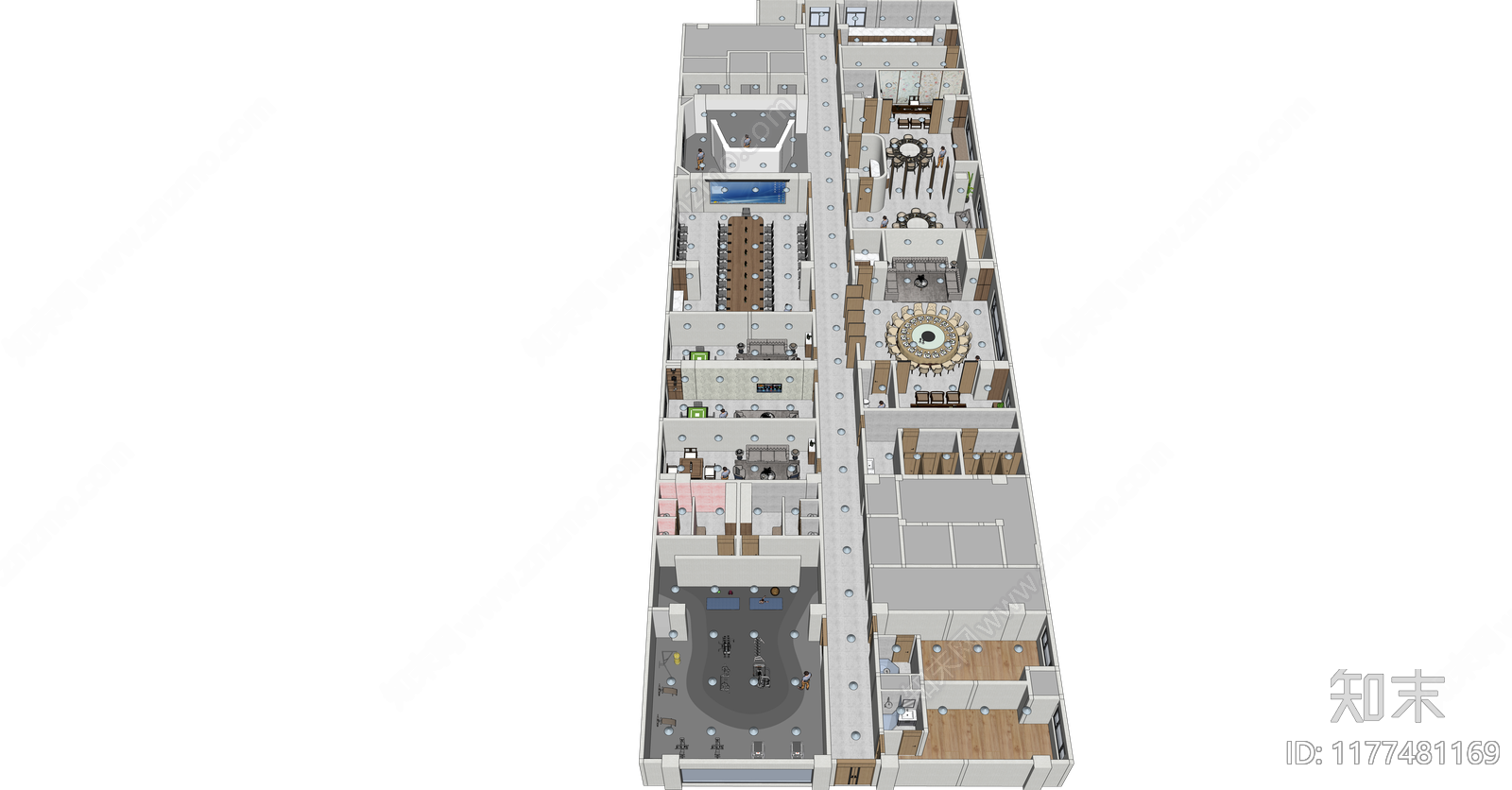 现代简约整体办公空间cad施工图下载【ID:1177481169】