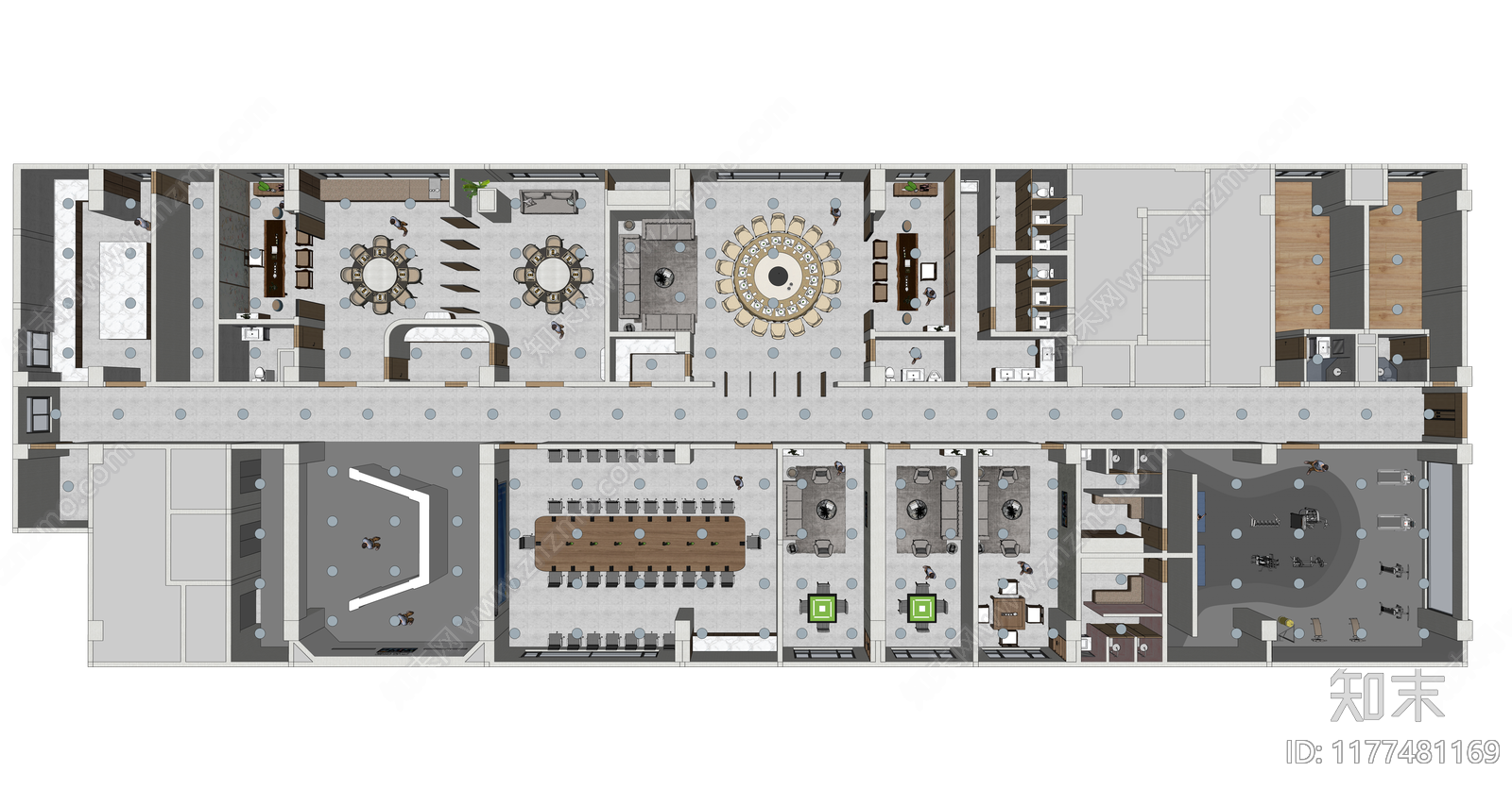 现代简约整体办公空间cad施工图下载【ID:1177481169】