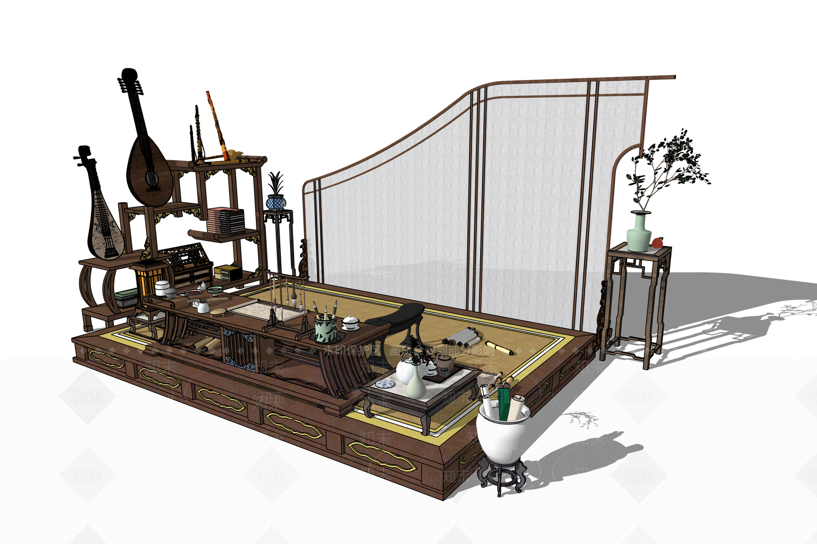 中式古建筑SU模型精品下载_SketchUp模型_知末网