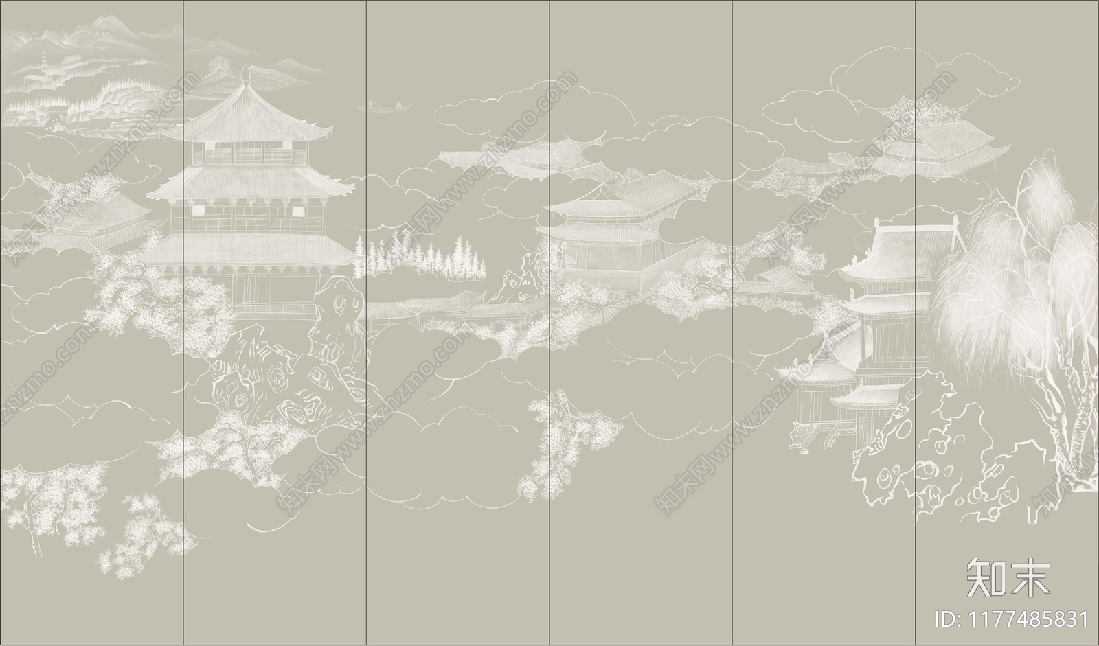 新中式中式硬包贴图下载【ID:1177485831】