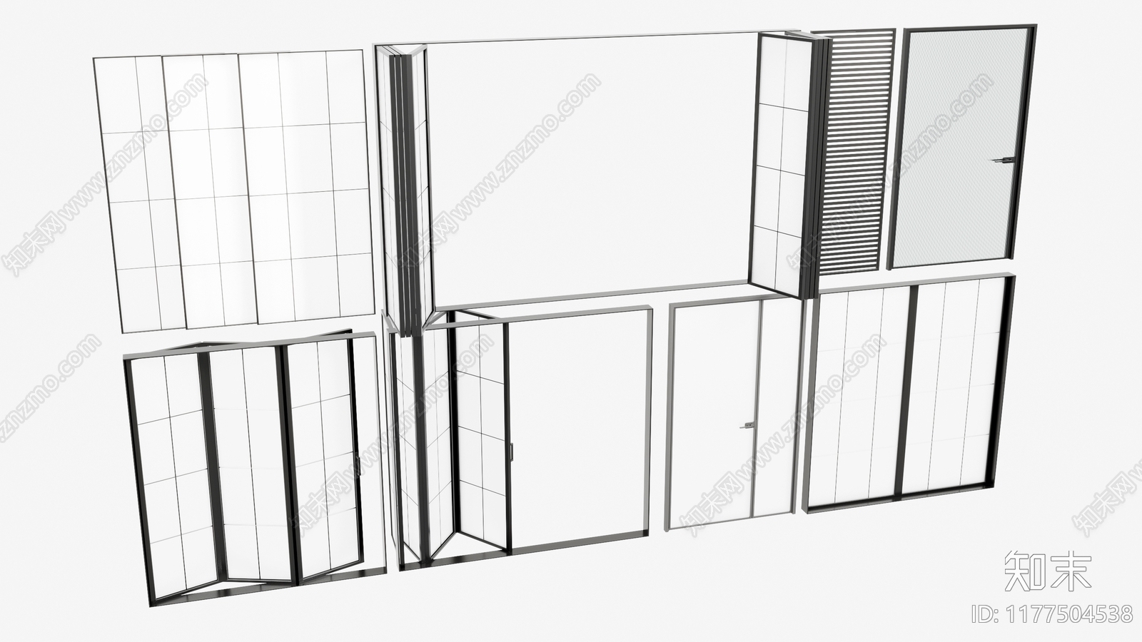 现代新中式推拉门3D模型下载【ID:1177504538】