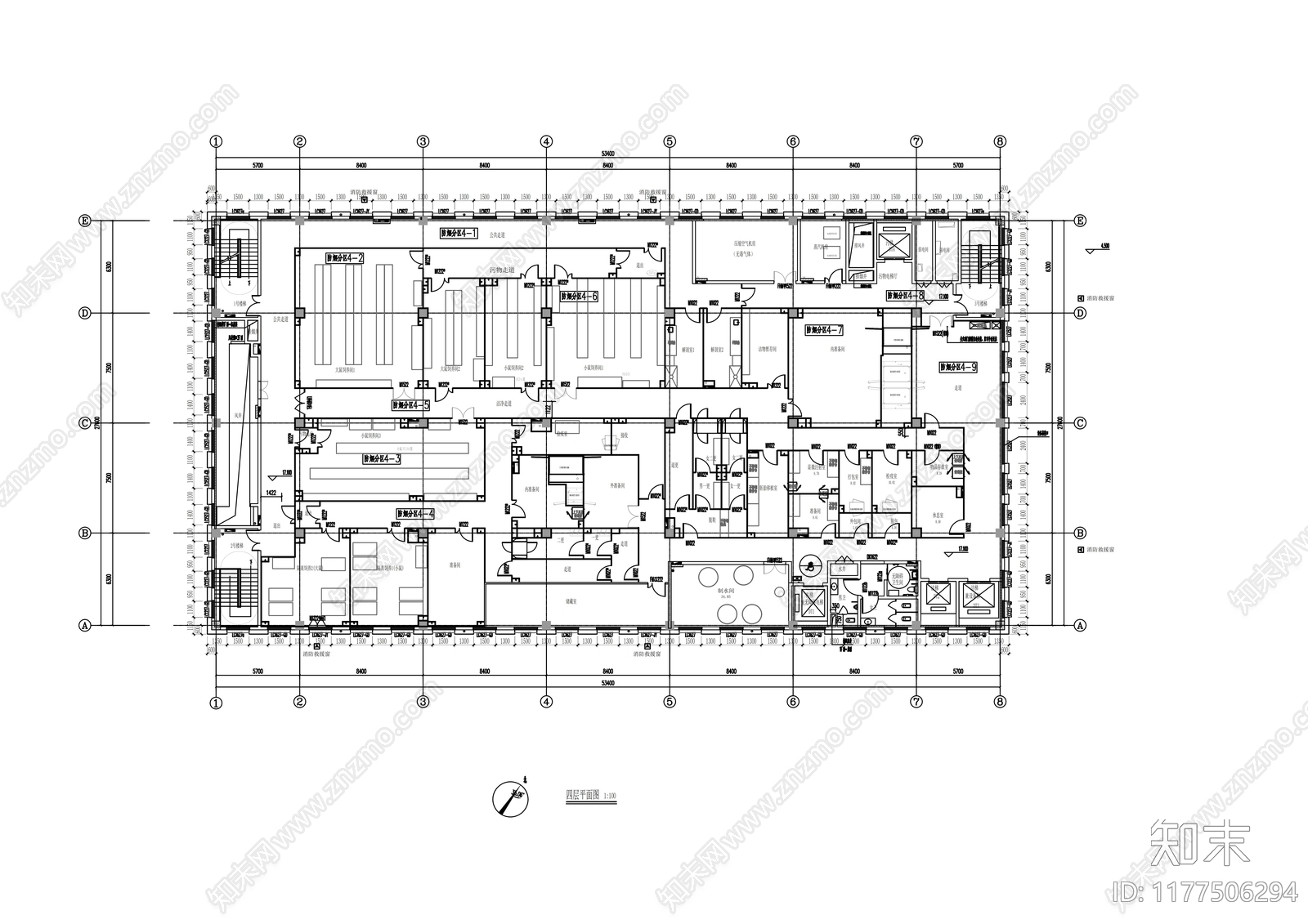 现代办公楼建筑cad施工图下载【ID:1177506294】