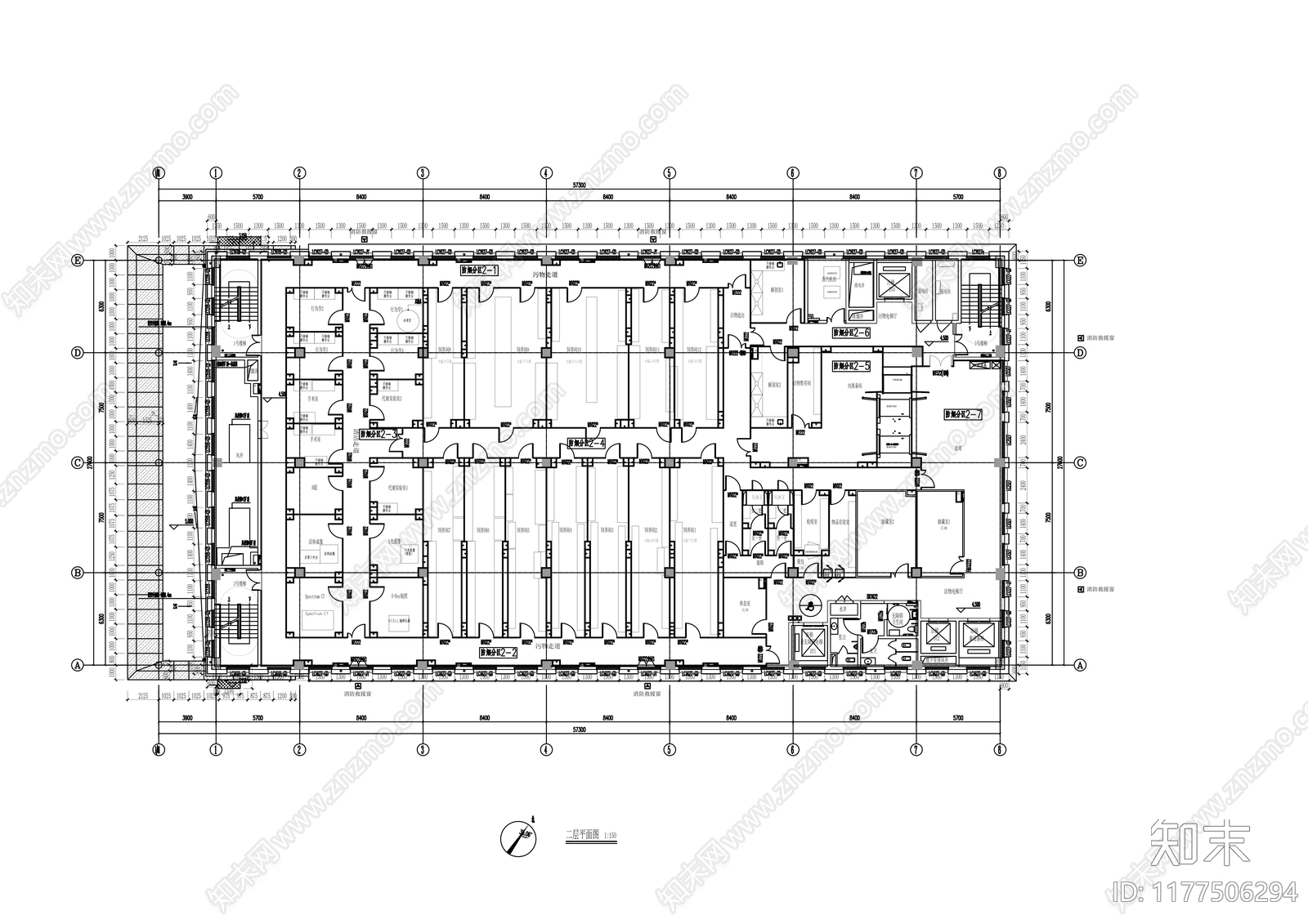 现代办公楼建筑cad施工图下载【ID:1177506294】