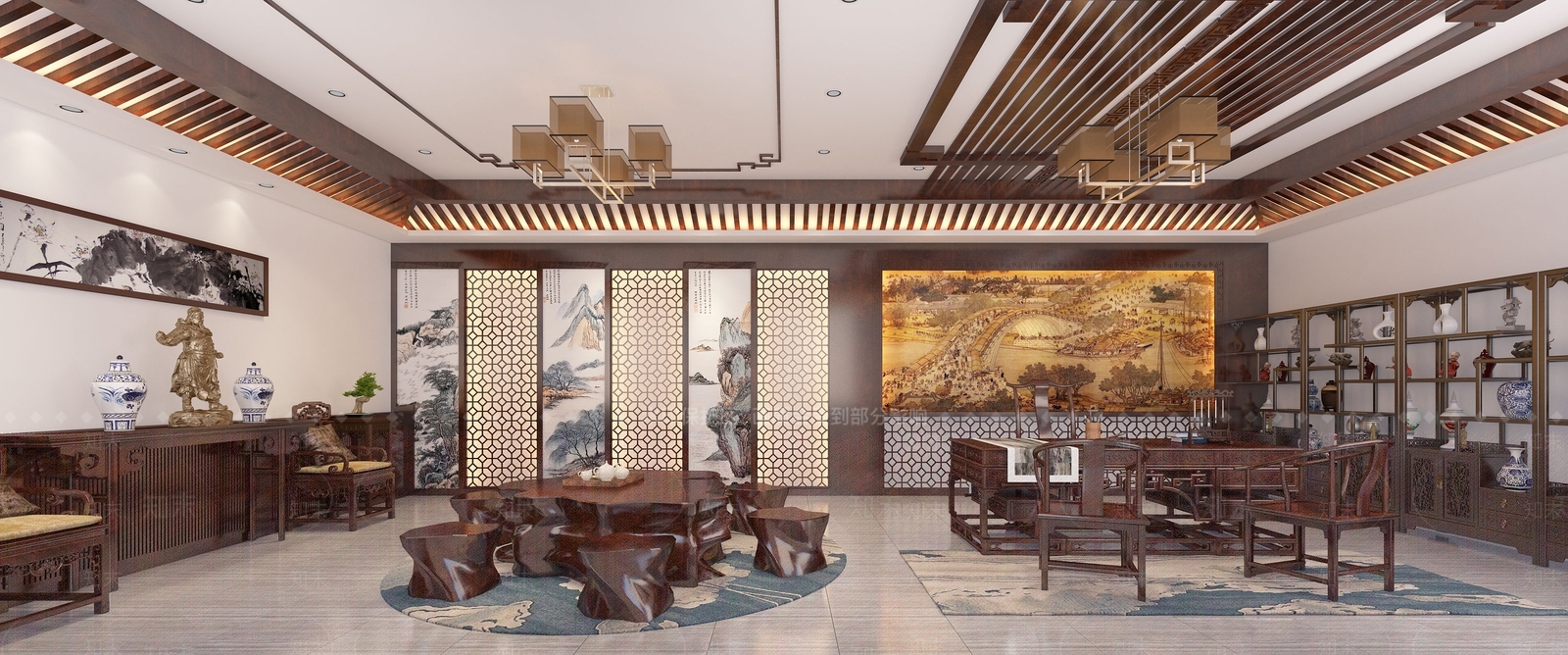 中式新中式接待室3D模型下载【ID:1177509678】