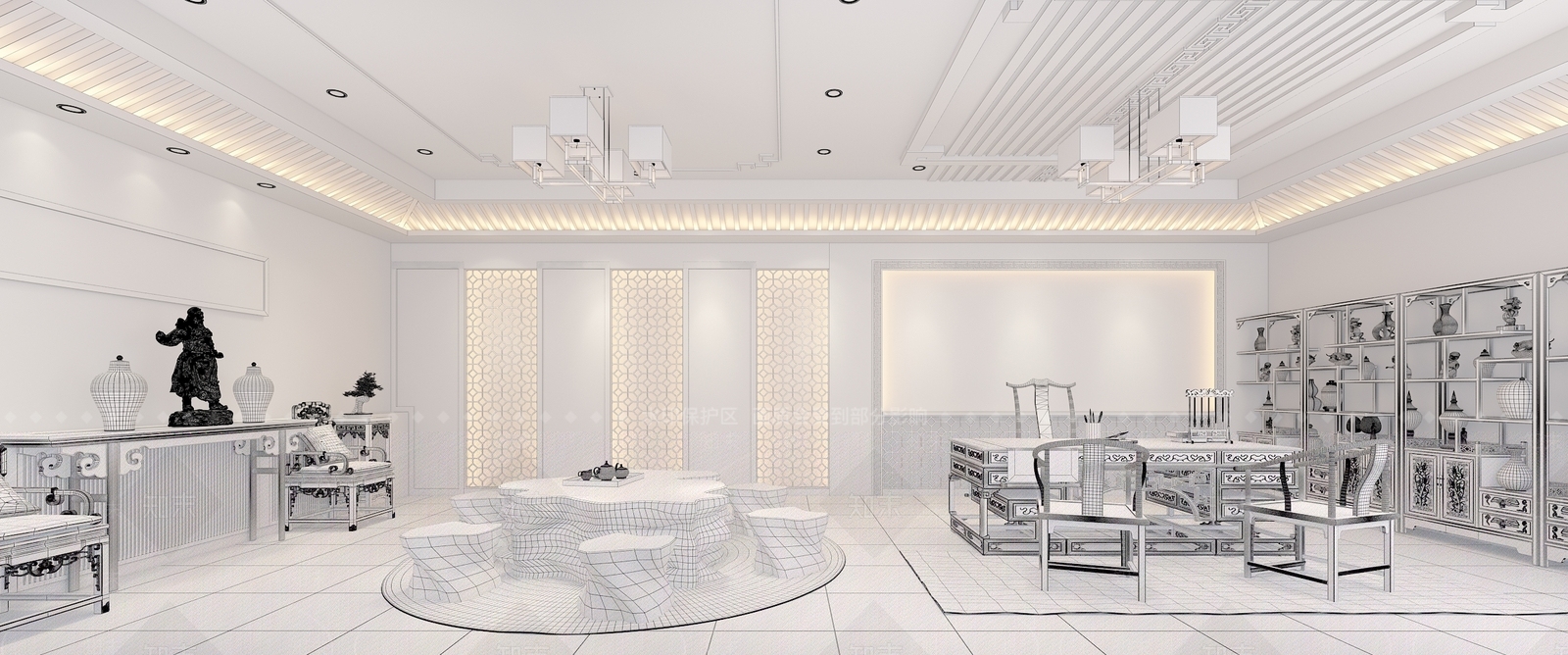 中式新中式接待室3D模型下载【ID:1177509678】