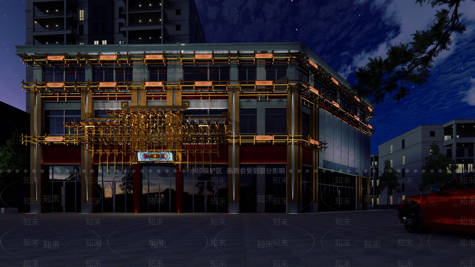 新中式工业风格建筑SU模型下载【ID:1177517300】