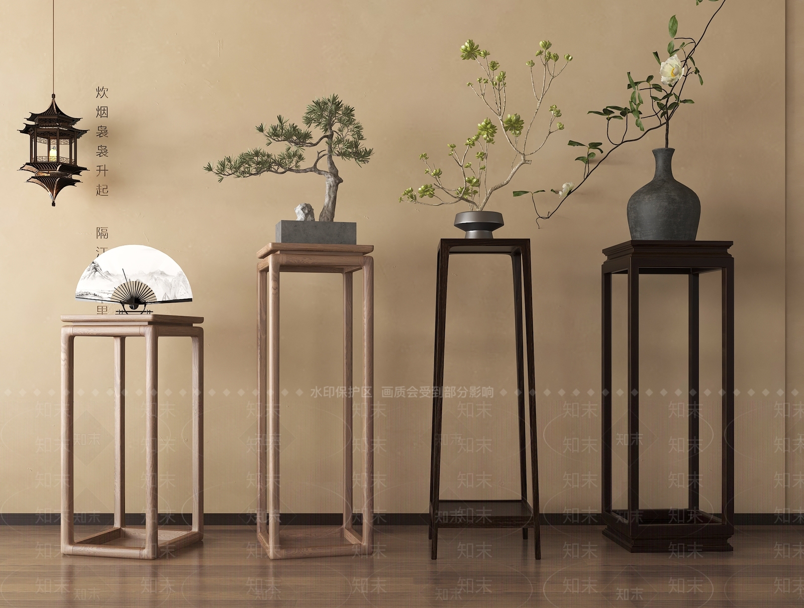 新中式花几SU模型下载【ID:1178336873】