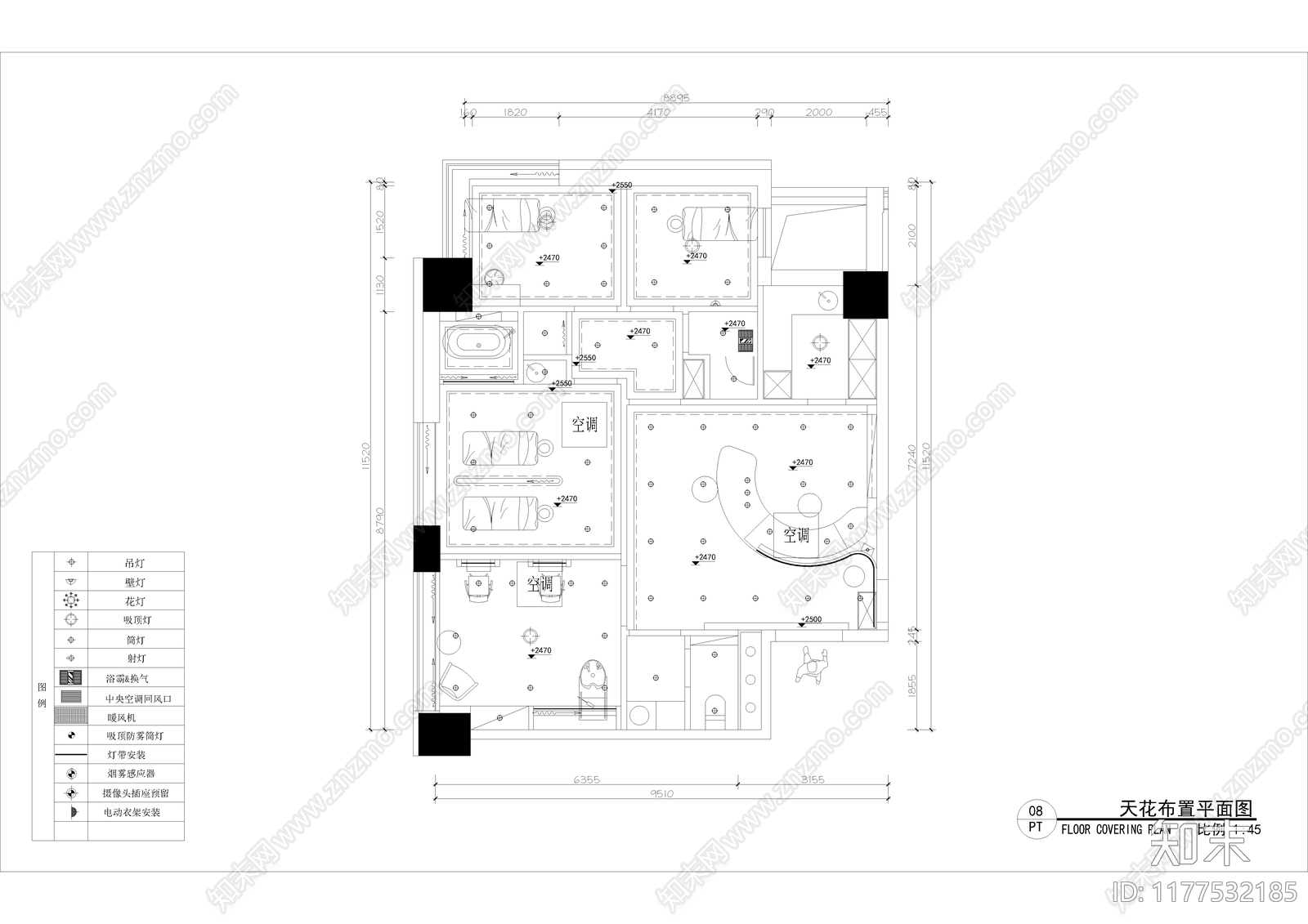 现代美容院施工图下载【ID:1177532185】