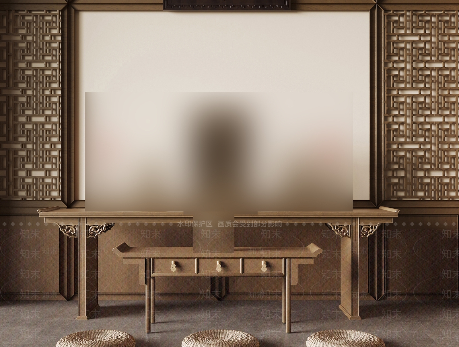 新中式佛堂3D模型下载【ID:1177532326】