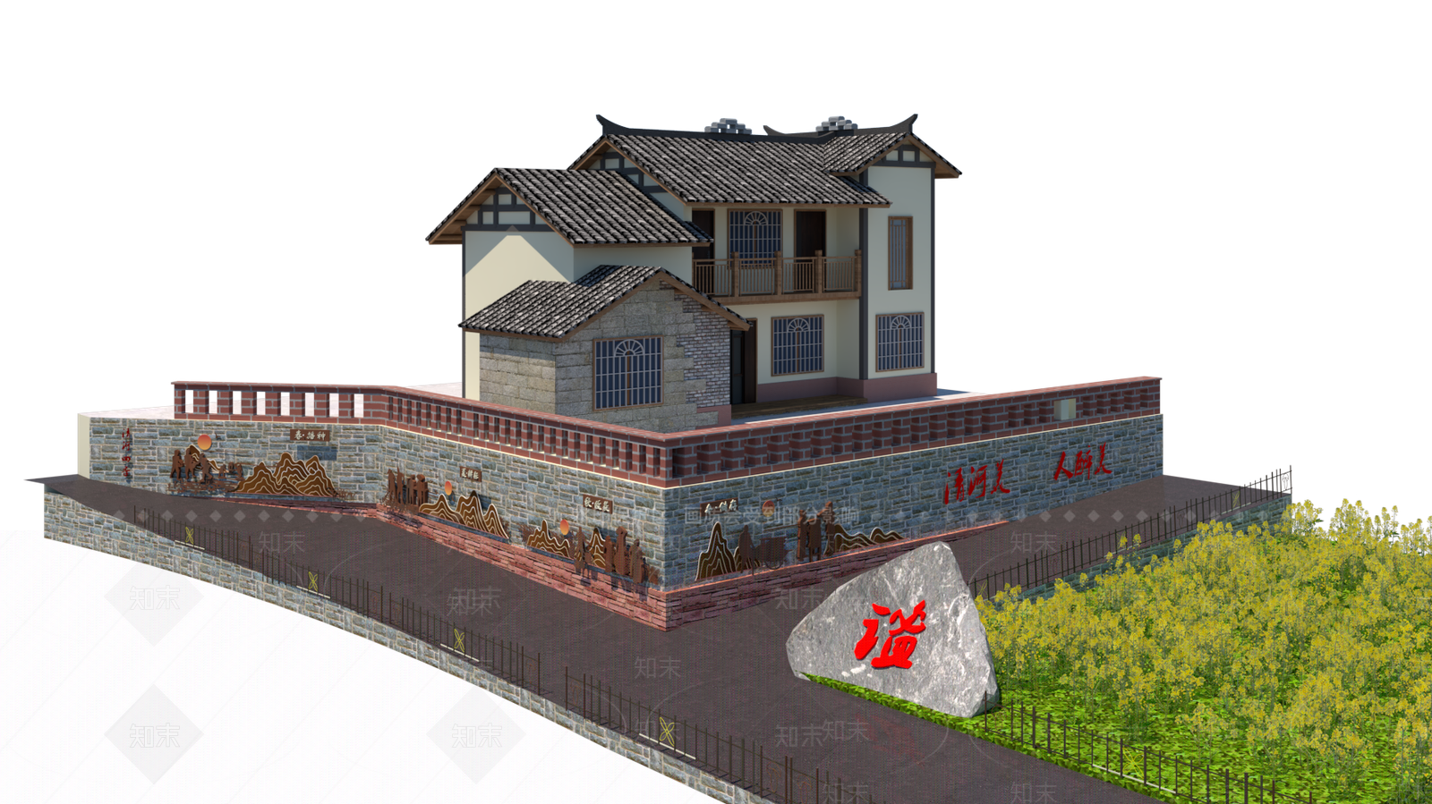 现代乡村庭院SU模型下载【ID:1177535609】